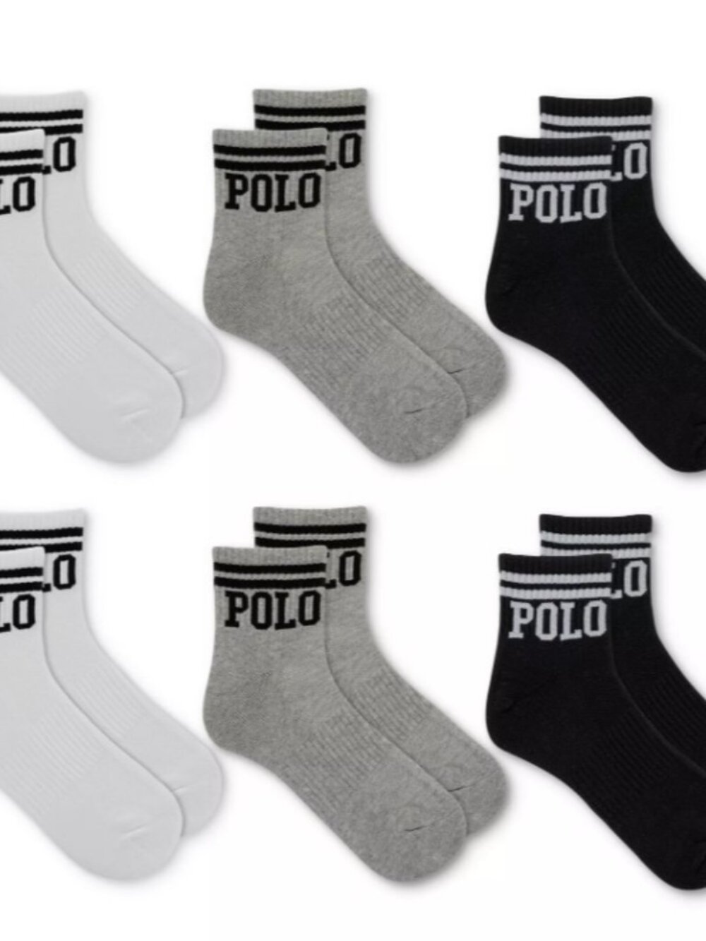Polo Ralph Lauren Men's 6-Pk. Double Bar Whast Stripe Quarter Socks 10-13